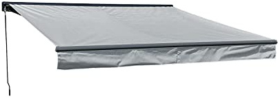 Happy Garden Store - Toldo para jardín (3,5 x 3 m, incluye caja semibaúl – Tela gris y estructura gris)