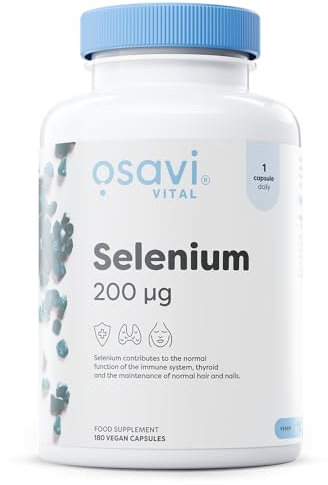 Osavi Selenium 200 μg – 180 Vegan Capsules | Highly Absorbable L–Selenomethionine | Supports Immune System, Thyroid Function & Normal Hair & Nails | Protects Cells from Oxidative Stress