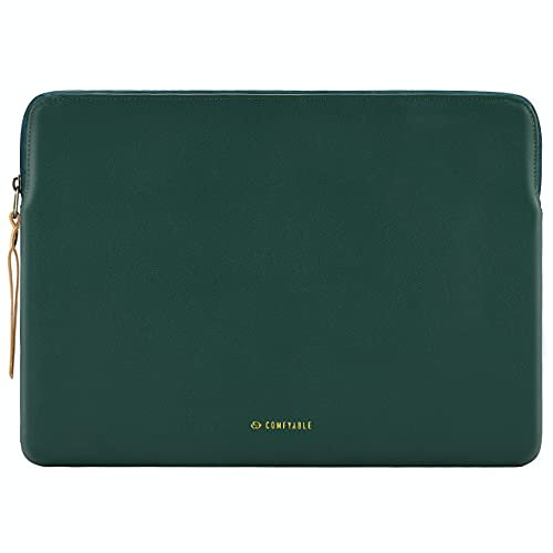 Comfyable Laptop Sleeve Compatible with 16 Inch MacBook Pro M4 M3 M2 M1 2024-2019 & 15 Inch MacBook Air (Loose Fit) M4 2025 M3 M2 2023, Slim Protective PU Leather Bag Waterproof Case for Mac, Green