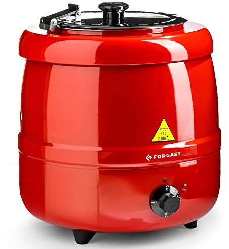 Forgast Marmite à soupe automatique | 10l | Rouge |Cocotte en acier inoxydable | Machine à cuire entièrement automatique | également idéale pour servir du vin chaud, du chili, du ragoût ou du curry