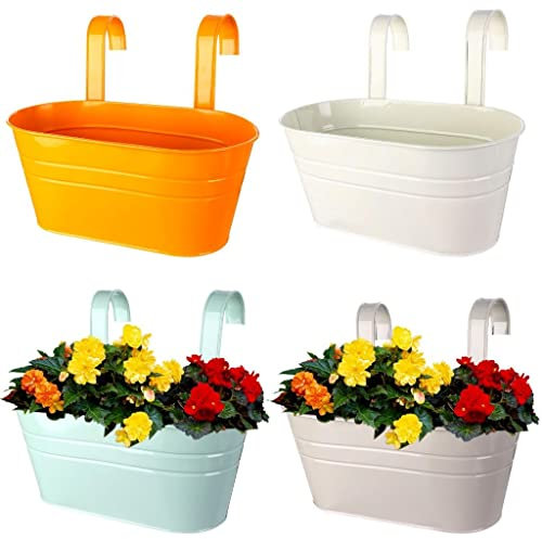 Beautywen 4 Macetas Colgantes de Metal, Jardineras Colgantes