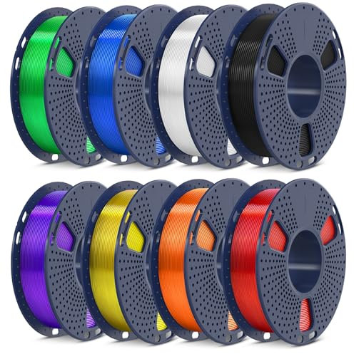 SUNLU PLA Filament Mehrfarbiges Transparente Set, 8 Colour 3D Drucker Filament PLA 1.75mm, Maßgenauigkeit +/- 0,02mm, 250G Spule 8 Rollen. (Schwarz + Transparente Bereich)