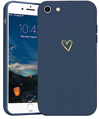 Lafunda Handyhülle Kompatibel mit iPhone 7/8/ SE2020/SE2022 Hülle | Mädchen süß Herz Schutzhülle mit Kameraschutz stoßfest UltraDünn Silikon Case für iPhone 7/8/SE2020/SE2022 Dunkelblau