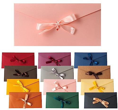 12 Briefumschläge Vintage Kraftpapier Umschläge Blanko Kärtchen briefumschläge Verschluss für Geschenkkarten DIY Dankeskarten,Umschlag-Set aus farbigen Umschlägen 22 x 10,8 cm,Schmetterling Umschläge