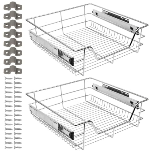 Ikodm Teleskopschublade 4X50cm Küchenschublade, Schrankauszug,Küchenschrank Auszug Nachrüsten,Küchenschubladen aus Metall Einbauschublade für Spülschrank,Schrank Schubladen Ausziehbar