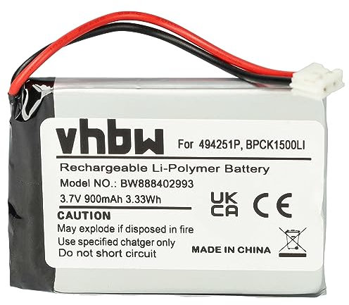 vhbw Battery compatible with Audioline Watch & Care V130, V120, V131 Baby Monitor, Sensor Mat (900 mAh, 3.7 V, Li-polymer, without Housing)
