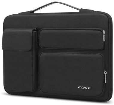 MOSISO 360 Protective Laptop Case 13 inch, 13 inch Laptop Sleeve Compatible with MacBook Air M4 M3 M2 M1 2025-2018/Pro M2 M1 2025-2016, Side Open Bag with 2 Raised&1 Flapover Pockets, Black