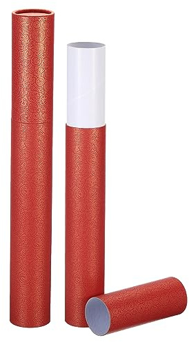 PATIKIL 2 Inch x 17 Inch Poster Tube, 2Pcs Photo Storage Tube Portable Shipping Mailing Tubes Calligraphy Painting Tubes Round Carrying Case for Storing Paper Art Map Documents, Red