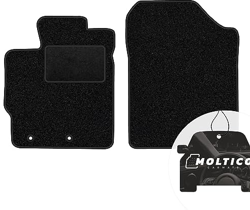 moto-MOLTICO Vorne Fußmatten Auto Velours Autoteppiche | Schwarz Automatten Set 2-teilig passend für Toyota Yaris III 2011-2019