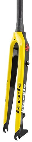 Mountain Bike Forcella Rigida 26 27,5 29 In Fibra Di Carbonio MTB Forcella Freno A Disco Forcelle Rigide 1-1/2 Conico Senza Filettatura Ultralight 9mm QR Forcelle Rigide ( Color : Geel , Size : 27.5'