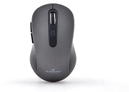 Bluestork - Mouse senza fili ricaricabile, silenzioso, ricevitore USB, 2,5 Ghz, mouse wireless, 6 pulsanti, design ergonomico, 800-1600 Dpi, compatibile con PC, Mac, laptop -2023 (grigio)