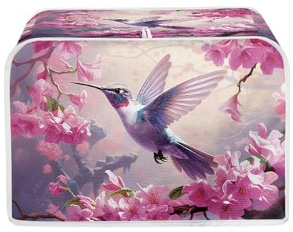 Talayituse Kolibri-Kirschblüten-Toaster-Abdeckungen – 2 Scheiben breite Schlitz-Brotmaschinenabdeckungen für langlebigen Toasterstaubschutz in der Küche