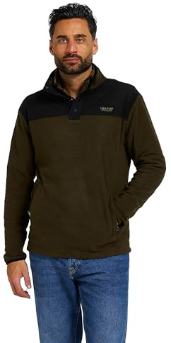 JACK PYKE Snap Neck långärmad termisk fleecetopp, grön (Dark Olive), S