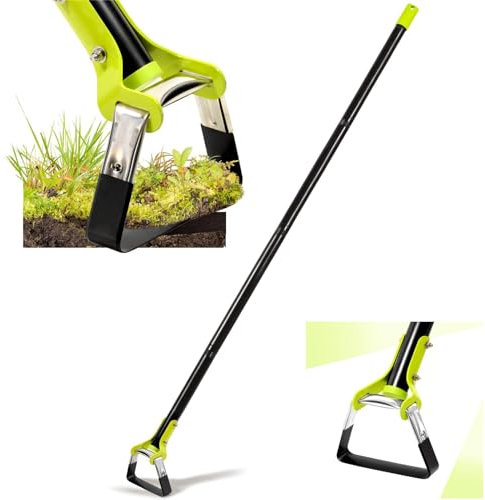 Klarg Azada de jardín – Azada ajustable para deshierbar jardinería, aflojar el suelo, azadas hula resistentes con mango largo, azadas de estribo, herramientas de jardín para mujeres y hombres (30-61