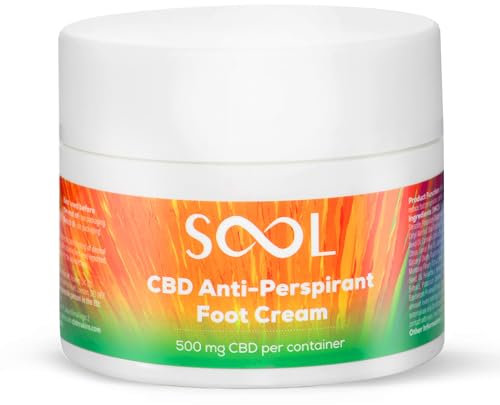 SOOL Crème Pour Les Pieds Au CBD Anti-Transpirante 500mg, 100ml | Avec Huile Jojoba Et Huile De Romarin | Crème Pour Les Pieds Rafraîchissante Et Revitalisante Pour La Peau