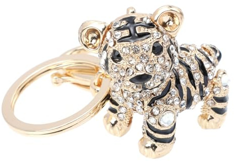 VALICLUD Tiger Schlüsselanhänger Mit Strassbesatz Metall Schlüsselring Für Damen Modisches Tiger Accessoire Für Auto Und Tasche 3.94X2.20X1.77In Geschenk Zum Jahr des Tigers