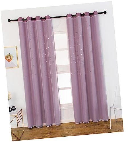 ABOOFAN Doppellagiger Verdunkelungsvorhang mit Sternenmuster aus Polyester Eleganter Privatsphäre Vorhang für Wohnzimmer und Schiebetür in Moderner Leinenoptik