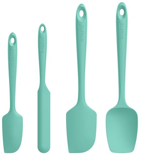 U-Taste Silikon Teigschaber, 250℃ hitzebeständiger, 4er-Set, Aqua Sky | Antihaft-Gummispachtel, Flexibel Teigschaber & Kuchenschaber zum Kochen Mixen Backen Dekorieren