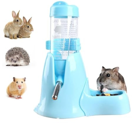 Hamster Water Bottle with Stand 125ml ater and Food Dispenser for Hamsters Rats Guinea Ferrets Rabbits Small Animals. (Blue)