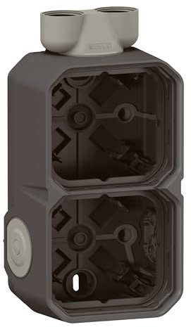 LEGRAND, Plexo New Feuchtraum Aufputzdose 2-fach, Aufputzgehäuse, 2 Membranen, 2 ISO 20 Kabelzugänge, horizontal und vertikal installierbar, Farbe: Anthrazit, 069610L