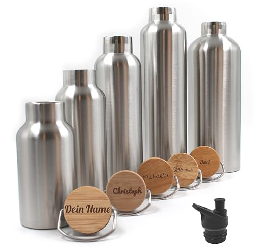 Personalisierte Trinkflasche für Kinder, Erwachsene 350ml-500ml-750ml-1000ml-1500ml Thermosflasche Isolierte Wasserflasche, auslaufsichere Isolierflasche doppelwandig, Kohlensäure geeignet (1000 ml)