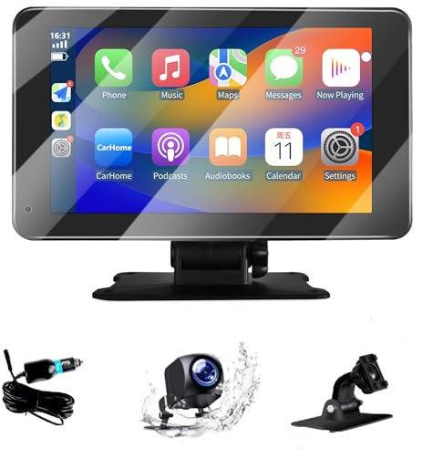 Autoradio, autoradio con CarPlay wireless e Android Auto wireless, schermo da 7 pollici per auto, autoradio Bluetooth con telecamera di retromarcia, Mirror Link, Bluetooth 5.0 /FM/AUX/USB.