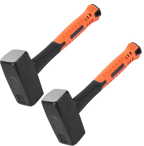 Lot de 2 masses de 1,5 kg avec manche en fibre de verre de 22,9 cm de long, marteau de perçage/fissuration, poignée rembourrée antidérapante et construction en acier forgé (traîneau de 1,5 kg)