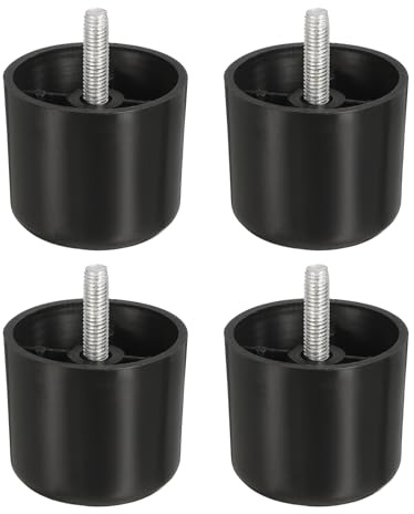 sourcing map 4 Pcs M8 x 2 x 2.2 Inch Furniture Legs, Plastic Sofa Couch Legs Tapered Replacement Legs Tapered Feet for Chair Sofa Dresser Cabinets Bed, Black