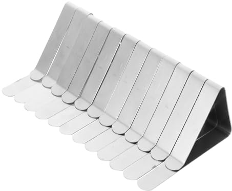 SHOWERORO 12piezas Pinzas para Faldones De Mesa Antideslizantes Acero Inoxidable Fácil De Fijar Mantel Decorativo