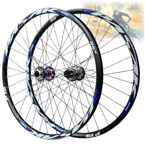 LPYDWZ MTB Fahrrad Laufradsatz 26 Zoll, 27,5 Zoll, 29 Zoll Rennfelge Aluminiumlegierung, Scheibenbremse 32H Vorder Und Hinterräder Radfahren QR for 7/8/9/10/11 Geschwindigkeit 2180 G(Blau,29 inch)