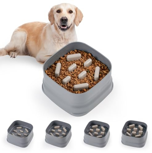 GUUSII HOME Ciotola Anti Ingozzamento per Cani e Gatto Ciotole Cane Gatti 19 * 19 * 10 cm Ciotola per Cuccioli Puzzle Anti-Gulp Antiscivolo Rallenta il pasto Facile da pulire Plastica Dog Slow Feeder