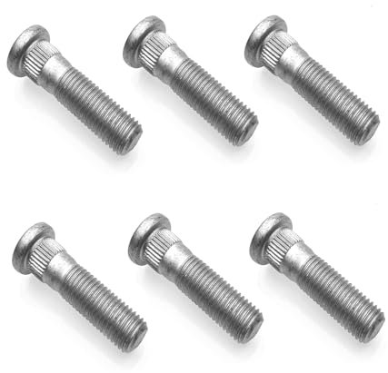 Prigionieri Ruota, M12 x 1,5 in Lega Alluminio Ruota Bullone Pneumatico Anti-Furto Viti Dado Compatibile, 6 Bulloni alluminio ruota, 48mm Bulloni con Alette in Acciaio Prigionieri Accessori per Auto