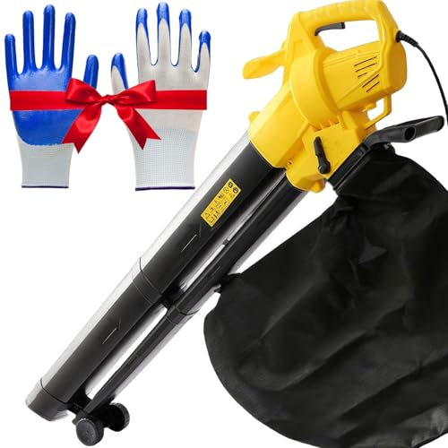 Aspiradora eléctrica de 3000 W, con bolsa de colección de 35 L, ruedas, guantes, trituradora de vacío 3 en 1 para jardín