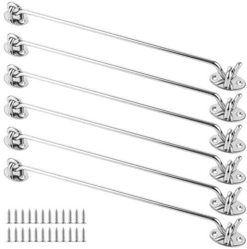 GBACHOOSE 6 ganci tempesta con occhiello da 30 cm, in acciaio inox, per porte e finestre, porte scorrevoli, recinzioni da giardino