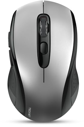 TECKNET Bluetooth Mouse, 4000DPI Wireless Mouse Computer Mice,Black Sliver