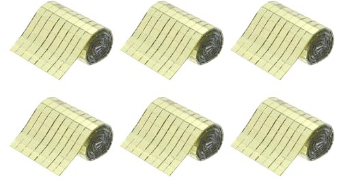 QUARKZMAN 6 Rollen 400 Stück Mosaikfliesen Selbstklebend Glas Spiegel Fliesen Gold Hochviskose Glatter Oberfläche Mini Spiegel 5x5mm für Disco Ball, DIY Handwerk, KTV Dekoration