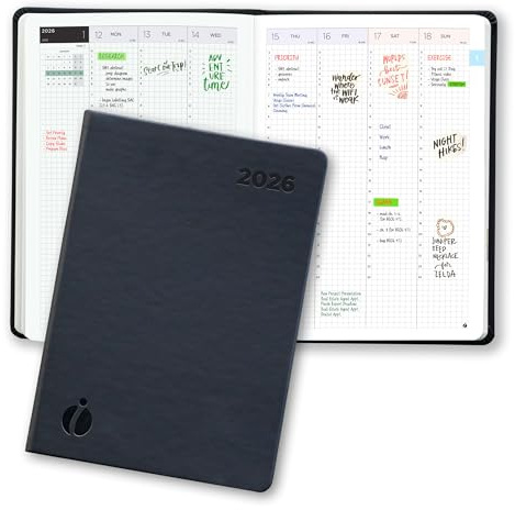 24 Hour 2026 Dated Diary – A5 Week to View Planner – Includes Monthly Views – Annual Calendar with 24 Hour View and Japanese Design, Notes and Hardcover – A5