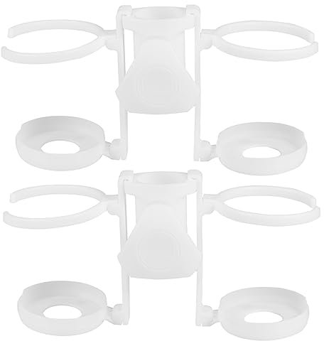 KONTONTY Portavasos De Plástico Blanco Para Sombrilla De Playa Portátil, Ajuste Tornillo Acolchado, Capacidad Para 2 Bebidas, Adecuado Para Patio, Jardín y Piscina