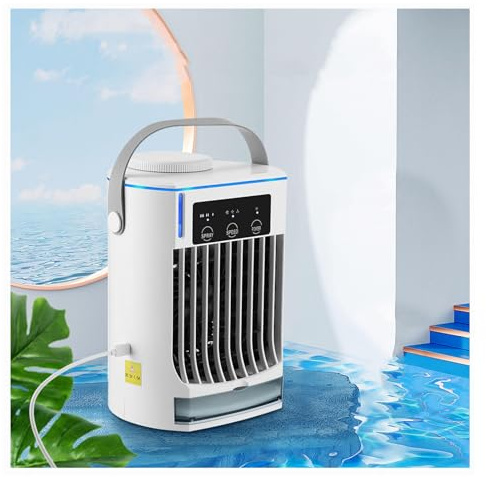 LRF-yxkj 3 Vitesses De Vent Climatisation Mobile, Rafraichisseur d'air Nébuliseur Ultrasonique, Climatiseur avec Evacuation pour La Maison, La Chambre