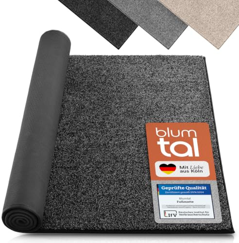Blumtal Fußmatte 86x150 cm - Mikrofaser Schmutzfangmatte mit wasserdichter TPR-Rückseite - rutschfeste Fussmatte innen - Schmutzmatte aus Hochleistungs-Mikrofaser - Türvorleger Anthrazit