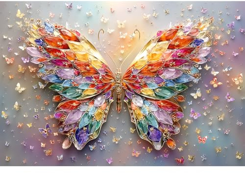 Yunlus Puzzle für Erwachsene 1000 Teile Unmöglich Schwer Schwierig Anspruchsvolle Puzzles für Erwachsene Teenager Buntes Schmetterlings-Urlaubspuzzle 1000 Teile 70 x 50 cm