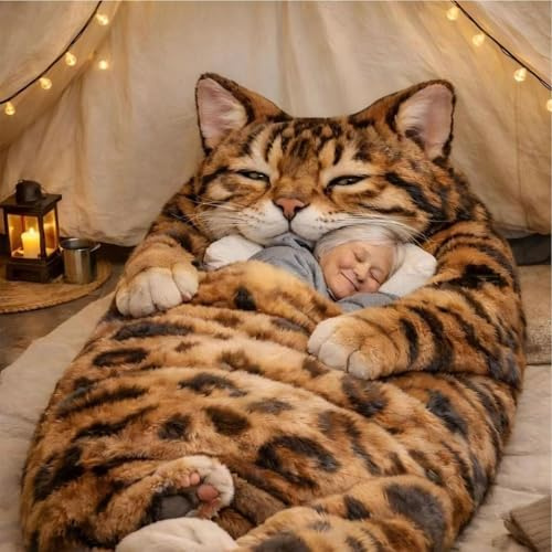 Sacco Pelo Gatti Per Umanis, 70X30 Pollici Sacco Pelo Gatti Accogliente, Sacchis Pelos Gattis Morbidi Soffici, Coperta Pile Caldo Lavabile Sacchis Pelos Buste Peluche Gigante, Per Campeggio Domestico