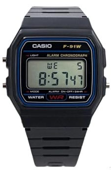 Casio F91W-1 - Orologio da polso, cinturino in resina colore nero