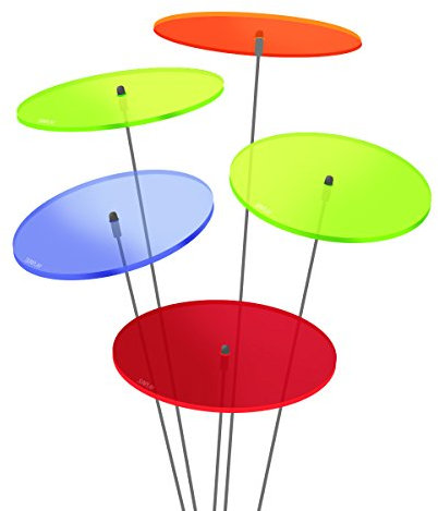 SUNPLAY Sonnenfänger-Scheiben im FARBMIX, 5 Stück zu je 10 cm Durchmesser im Set + 35 cm Schwingstäbe