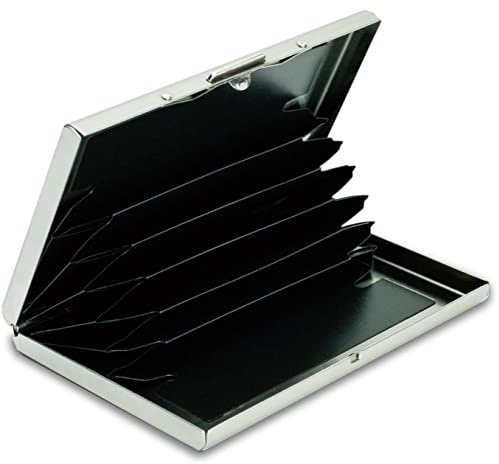 MyGadget Kartenetui Aluminium Geldbörse - RFID & NFC Schutz für 6 EC-Karten | Kreditkarten - Kreditkartenetui Slim Wallet Card Holder für Damen, Herren - Silber