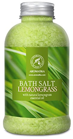 Badesalz Lemongrass 600g - Meersalz mit Natürlich Ätherischen Zitronengrasöl - Besten für Guten Schlaf - Stressabbau - Baden - Körperpflege - Wellness - Schönheit - Entspannung - Aromatherapie