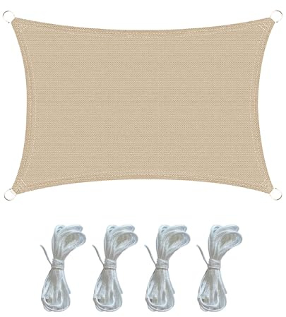 Rebecca Mobili Sonnensegel Sonnenschutz Garten Beige Rechteckig Polyethylen UV-Schutz Outdoor Boot Terrasse 4x5 m (Cod. RE6344)
