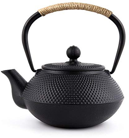 Webao Théière en Fonte avec Infuser, 800ml Théière Induction pour Thé Noir, Bouilloire à Thé pour Les Amateurs de Thé, Noir