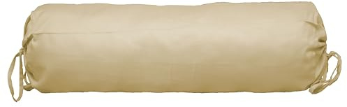 Saffron HANDICRAFTS Cotton 240TC - Bolster Cover Full Round Removable Cover for Neck Roll, Leg Rest,Yoga Practice, Meditation, Bed Sofa Couch (Beige, 6x24(15 cm x 60 cm))