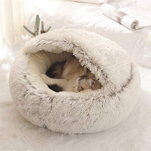 Yanman Katzenhöhle Katzen 2 in 1 Faltbar Katzenbett Pet Nest Schlafsack Haustier Flauschige Katzensofa Rund weiches Katzenkissen für Katzen/Welpen